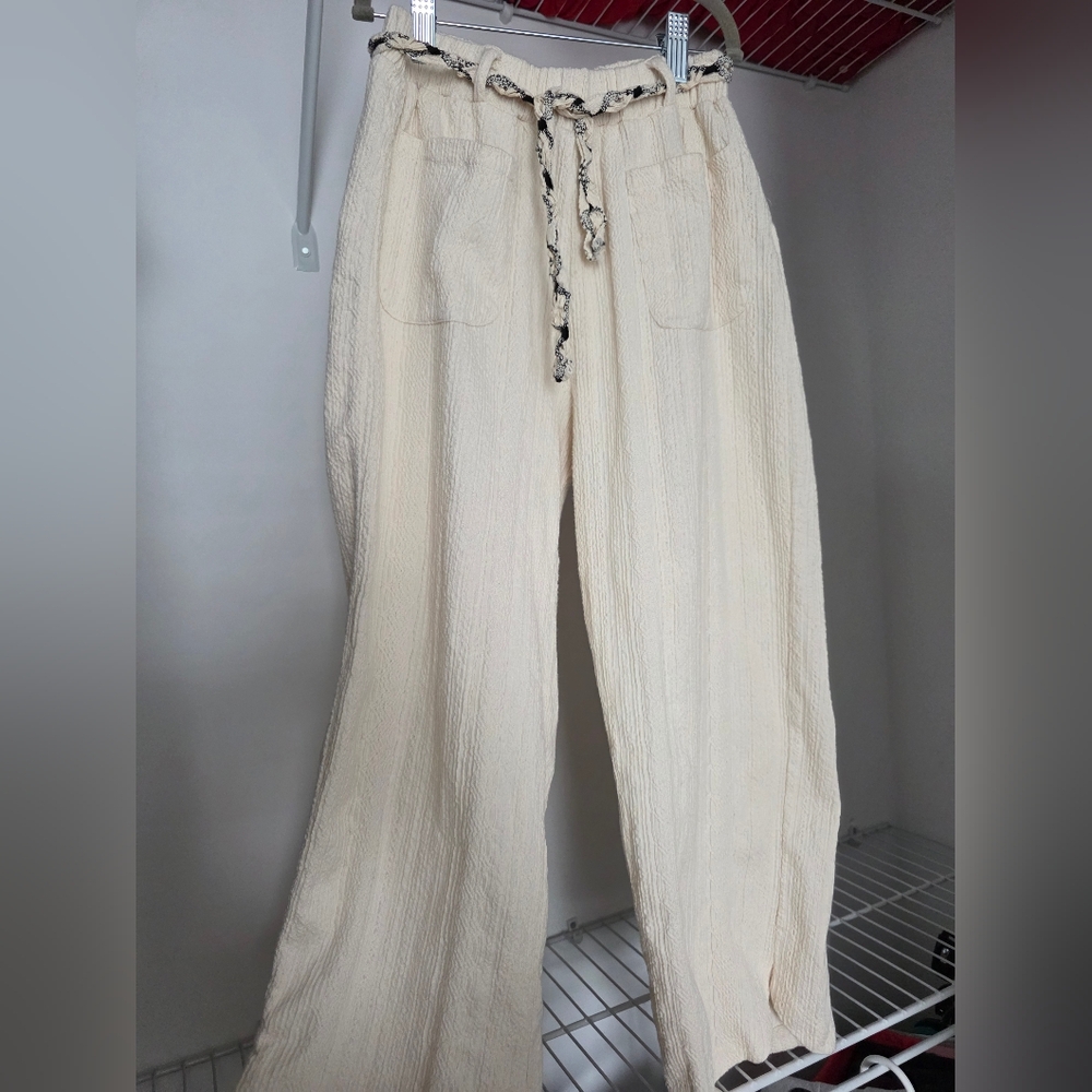 ZARA Boho Cream Linen Pants
